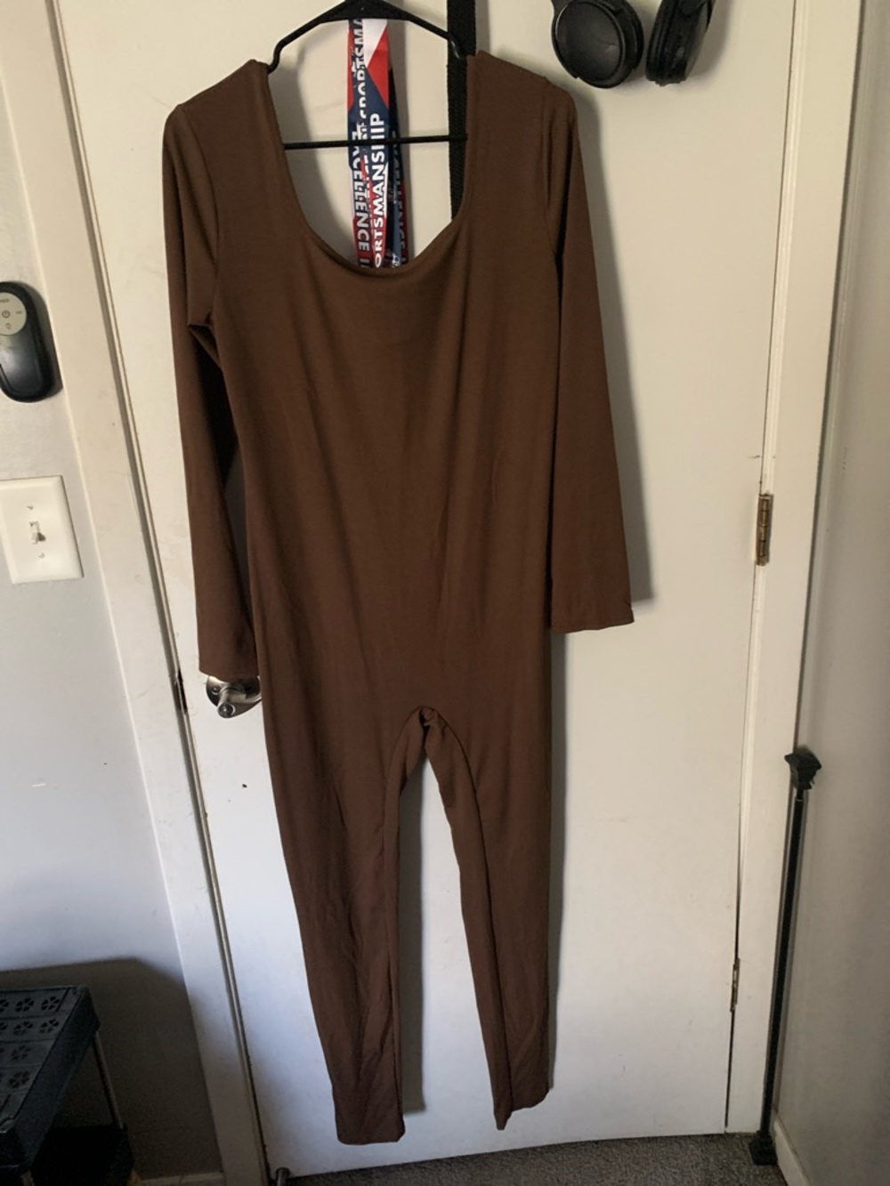 Brown Long-Sleeve One-Piece Jumpsuit